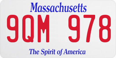MA license plate 9QM978