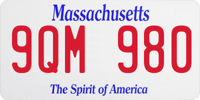 MA license plate 9QM980