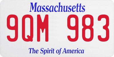 MA license plate 9QM983