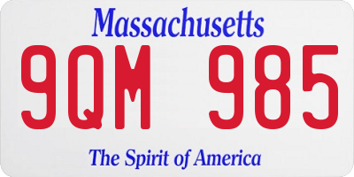 MA license plate 9QM985