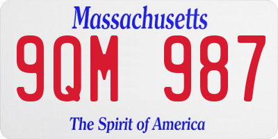 MA license plate 9QM987