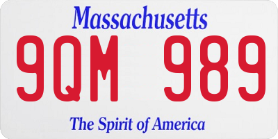 MA license plate 9QM989