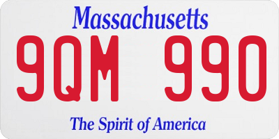 MA license plate 9QM990