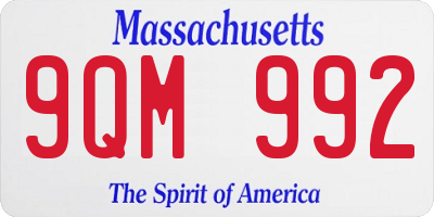 MA license plate 9QM992