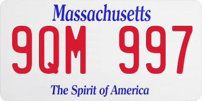 MA license plate 9QM997