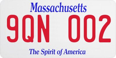 MA license plate 9QN002