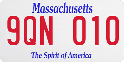 MA license plate 9QN010