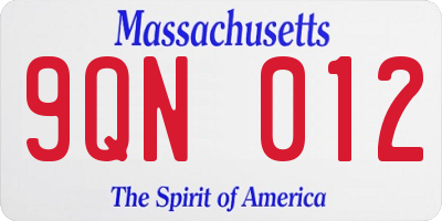 MA license plate 9QN012