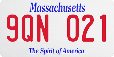 MA license plate 9QN021