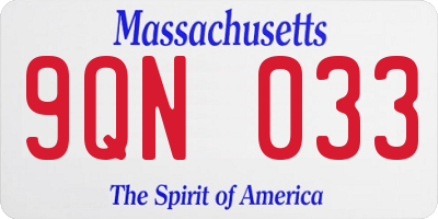 MA license plate 9QN033