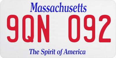 MA license plate 9QN092