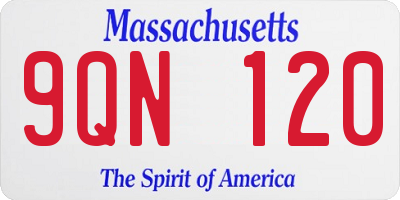 MA license plate 9QN120