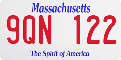 MA license plate 9QN122