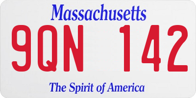 MA license plate 9QN142