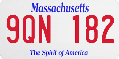 MA license plate 9QN182