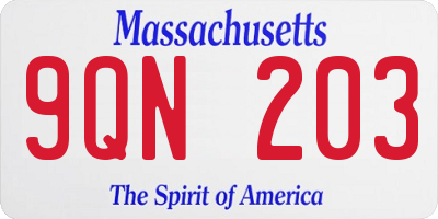 MA license plate 9QN203