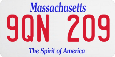 MA license plate 9QN209