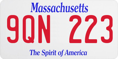 MA license plate 9QN223
