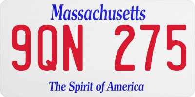 MA license plate 9QN275