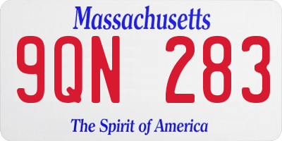 MA license plate 9QN283
