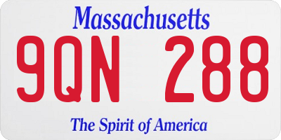 MA license plate 9QN288