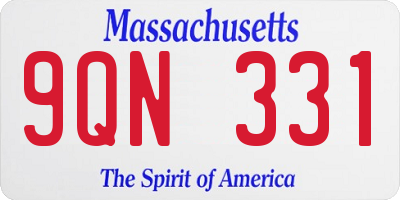 MA license plate 9QN331