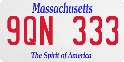 MA license plate 9QN333