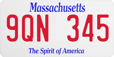 MA license plate 9QN345