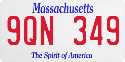 MA license plate 9QN349
