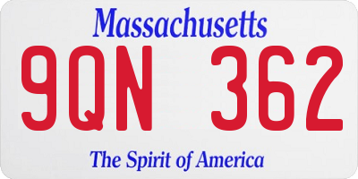 MA license plate 9QN362