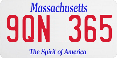 MA license plate 9QN365