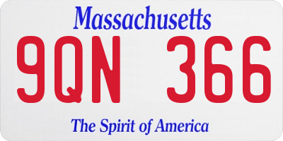 MA license plate 9QN366