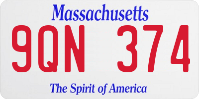 MA license plate 9QN374