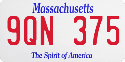 MA license plate 9QN375