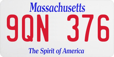 MA license plate 9QN376