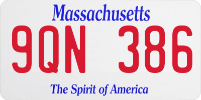 MA license plate 9QN386