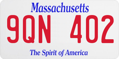 MA license plate 9QN402
