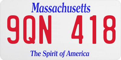 MA license plate 9QN418