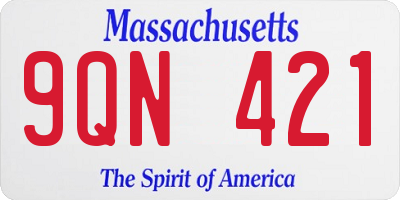 MA license plate 9QN421