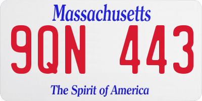 MA license plate 9QN443