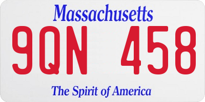 MA license plate 9QN458