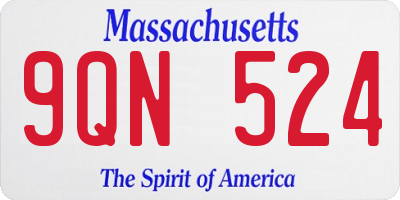MA license plate 9QN524