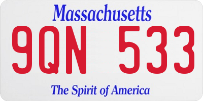 MA license plate 9QN533