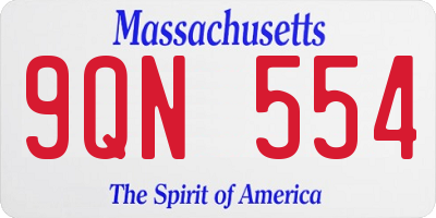MA license plate 9QN554