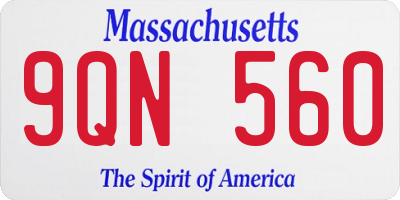 MA license plate 9QN560