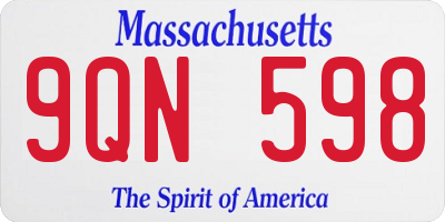 MA license plate 9QN598