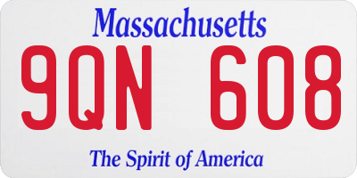 MA license plate 9QN608