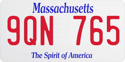 MA license plate 9QN765