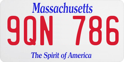 MA license plate 9QN786