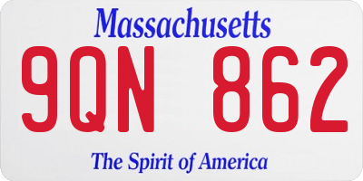 MA license plate 9QN862